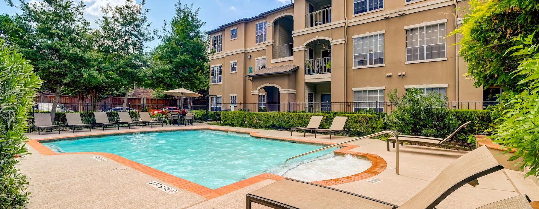 a swimming pool in a courtyard