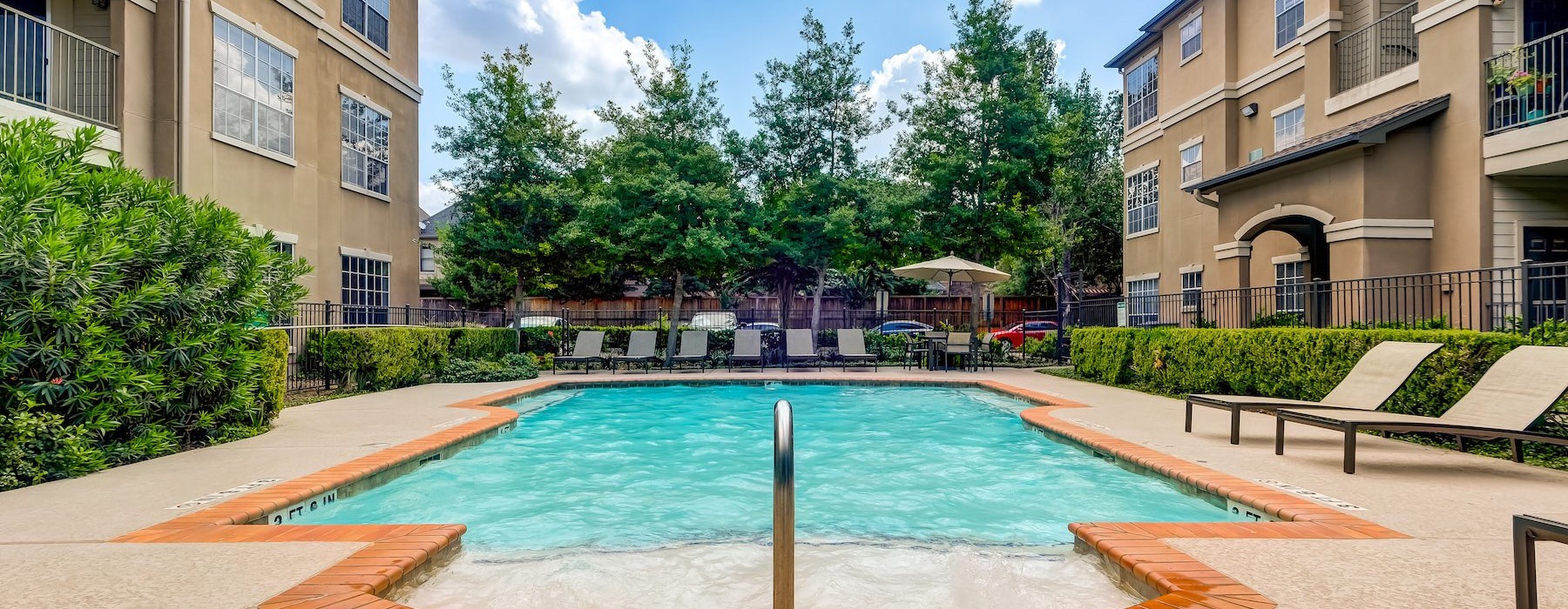 a swimming pool in a courtyard
